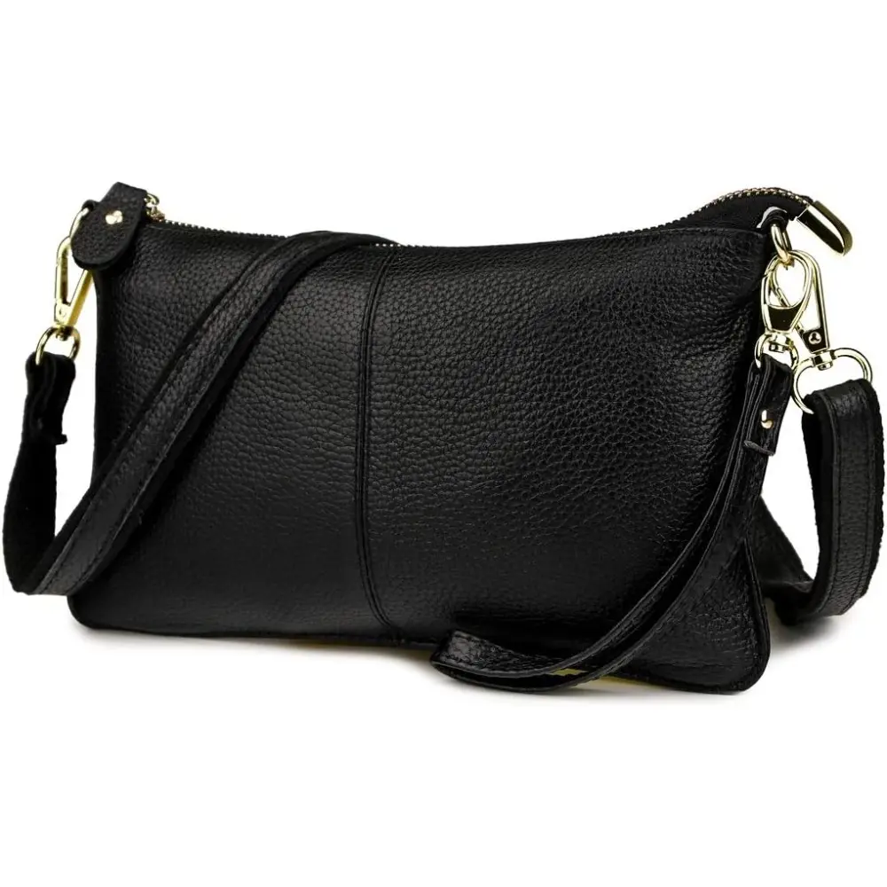 Genuine Leather Clutch Wallet For Women Wristlet Envelop Crossbody Purse Card Shoulder Bag