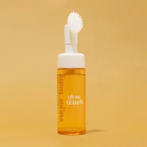 SugarBabyCare Glow Wash - Turmeric Lemon & Kojic Acid Facial Cleanser + Scrubber Silicone for Radiant Glow & Dark Spot Reduction