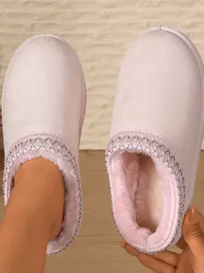 Women's Winter Snow Boots, Fashionable Half-Dress Slip-On Ankle Booties, Warm Thickened Cotton Shoes for Cold Weather, Fall Winter Footwear