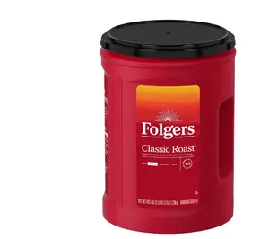 Folger Classic Roast Ground Coffee 43.5 oz AromaSeal Canister Rich Smooth Flavor Fresh Aroma Medium Roast Coffee for Home Makers
