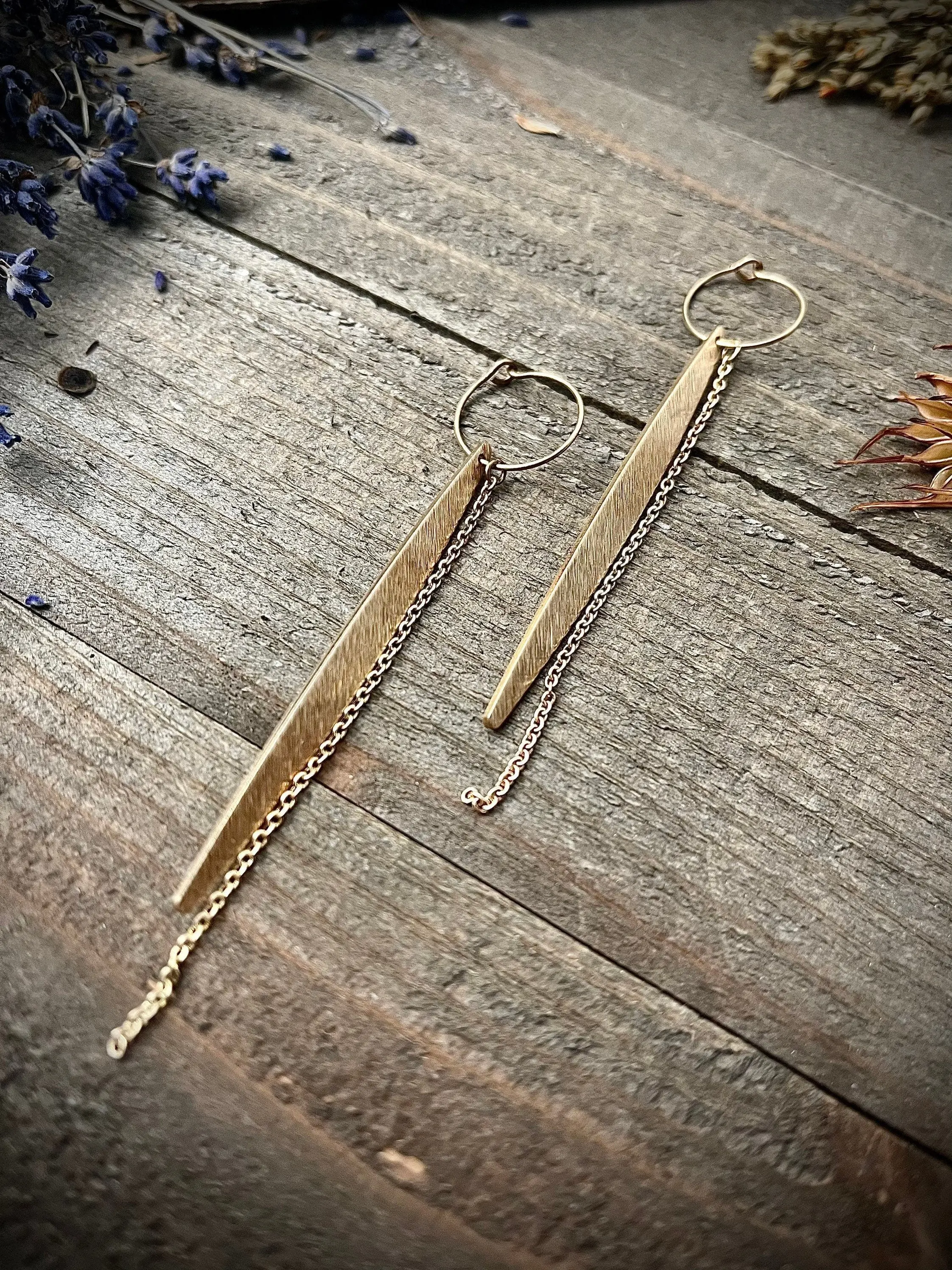 Long Sleek Chain Hoop Earrings