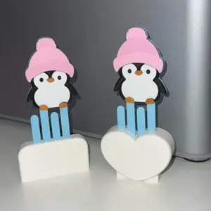 Penguin Paperclip Bookmark Pink Winter Planner Clip Cute Desk Accessory with Adorable Penguin Design and Pink Hat