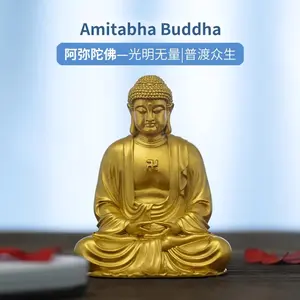 Golden Amitabha Buddha Statue – Radiant Guardian of Serenity & Wisdom, Spiritual Decor for Study, Office & Gifts