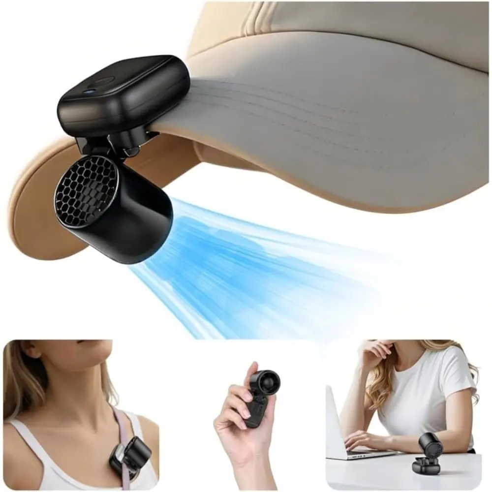 Compact Clip-On Fan with 3 Speed Settings, Ultra-Lightweight Handheld Fan, Weighs 0.13Lb, Rechargeable Foldable Personal Fans, Ideal for Cooling Your Face While Wearing a Baseball Cap, Visor Hat, Or During Travel, Sports, And Outdoor Activities