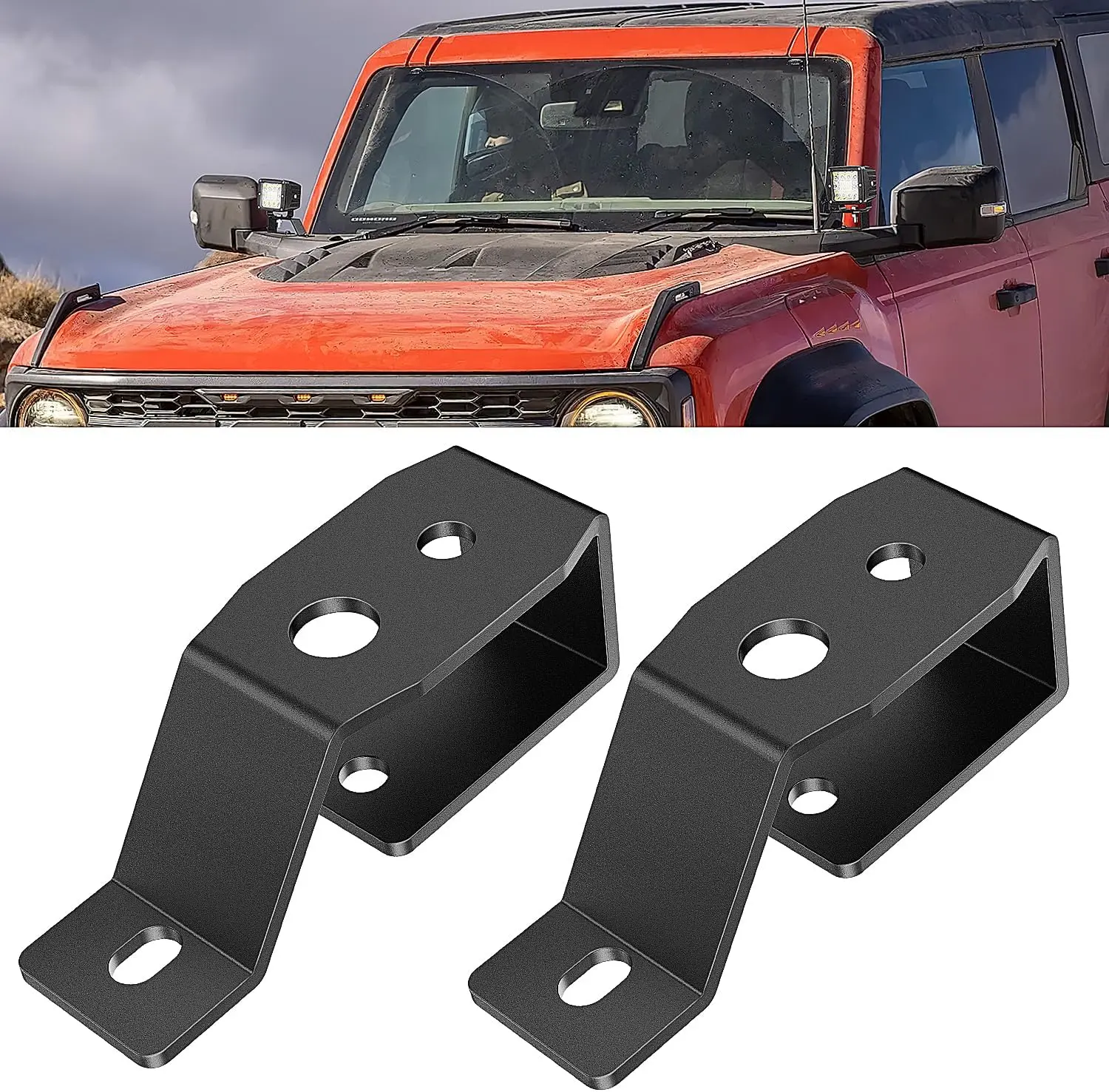 Nilight 2PCS Steel Lower Windshield Hinge A-Pillar Mounting Brackets - Custom Headlight Bracket Bases for Offroad LED Fog Light Pods, Compatible with 2021-2026 Ford Bronco Car Accessories