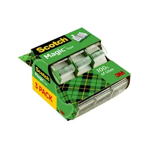 Scotch Magic Tape Invisible Holiday Supplies and Gift Wrap Tape 3 Pack 100s of Uses