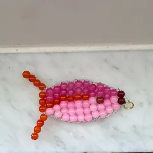 Beaded Fish Key Chain with Strong Wire & Sturdy- Colorful Beads Design-purse charm or car key