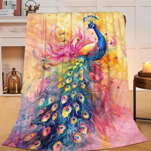 Peacock Blanket Colorful Peacock Decor Animal Print Throw Blanket Gifts for Girls Boys Warm Super Soft Plush Lightweight Flannel Winter Bedding Blankets for Kids Adults Women