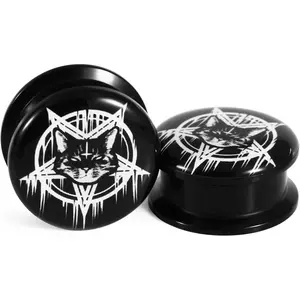 Acrylic Internally Threaded Ear Plugs Gauges Cat Cross 2g-1" Ear Expander Body Piercing Jewelry for Women Men