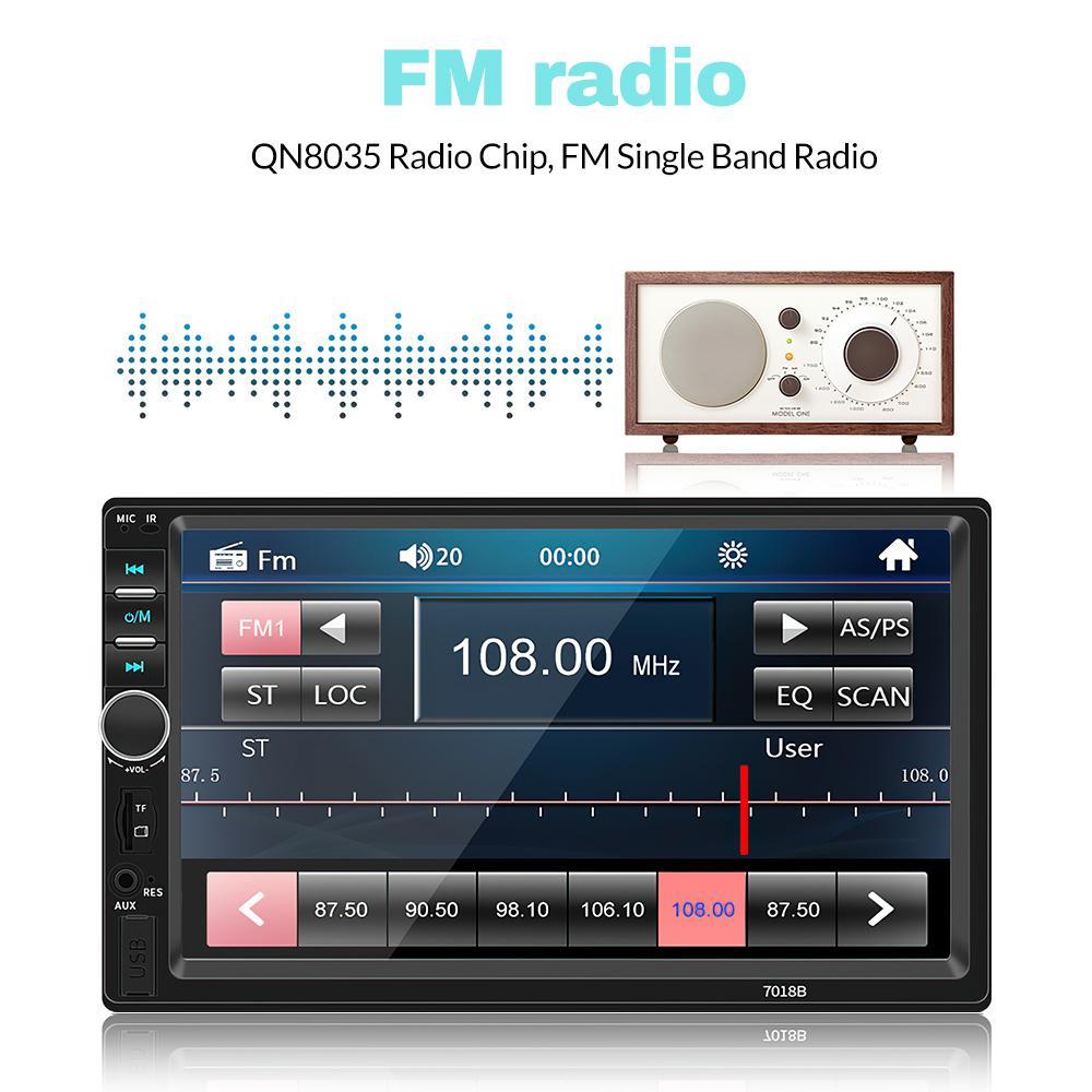 Double Din Car Stereo,7 Inch Car Radio with HD Touch Screen Bluetooth Car Stereo,Bluetooth Hands-Free Calling,Mirror Link,AUX/EQ/SWC