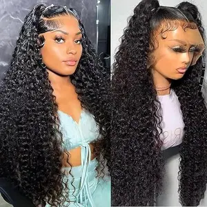 Burmese Curly Wig Human Hair 200% Density Big Space13x6 Lace Frontal Wig Burmese Curly  Real Human Hair Wigs HD Transparent 13x6 Lace Front Wigs For Women 26 inch