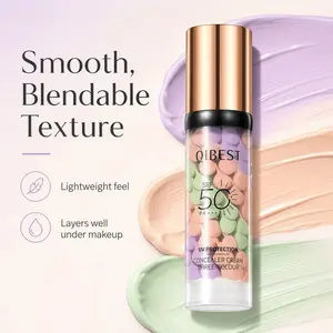 Three-color protective isolation cream with SPF 50 coverage, brightening and oil-control moisturizer for color correction, waterproof and sweatproof makeup base