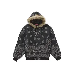 Supreme Men's Bandana Jacquard Denim Hooded Work Jacket Black, from StockX