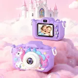 Kids 1080p Rechargeable Digital Camera with Battery, Selfie Mode, HD Video Recording, Cute Silicone Case - Cute Digital Cameras for 9-10 Girls, Christmas Girls Christmas Gift, Electric & Remote Control Toys