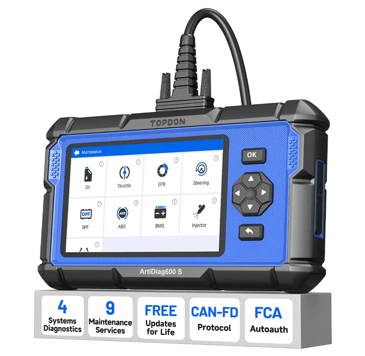 TOPDON AD600S Compact OBD2 Scanner for Cars & Motorcycles, Automotive Diagnostic Tool with Engine, ABS, SRS, Transmission Checks, 9 Reset Services & Lifetime Upgrades