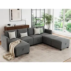 Garvee Modular Sectional Sleeper Sofa Bed with 3 Ottomans, Modular Sectionals with Storage Seats, 7 Seat Oversized Sofa Sleeper Couch for Large Living Room