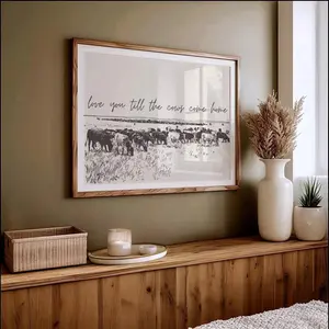 1PC Unframed I Love You Till The Cows Come Home Romantic Art Poster Retro Rustic Farmhouse Decor Painting Vintage Canvas Print Country Style Wall Picture For Dorm,Apartment,Living Room,Bedroom,Modern Home Decoration Illustrations Artistic