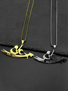 YA ALI Islamic Imam Ali Zulfiqar Sword Pendant Necklace for Women Men Stainless Steel Gold Color Quran Amulet Chain