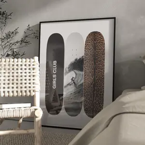 Leopard Skateboard Poster: Trendy Fashion Girly Room Decor - NYC Aesthetic Print