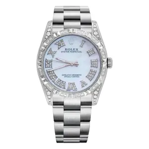 Rolex Oyster Perpetual 31 Stainless Steel Automatic Aftermarket "Pineapple" Diamond Bezel & MOP Dial WHT031129