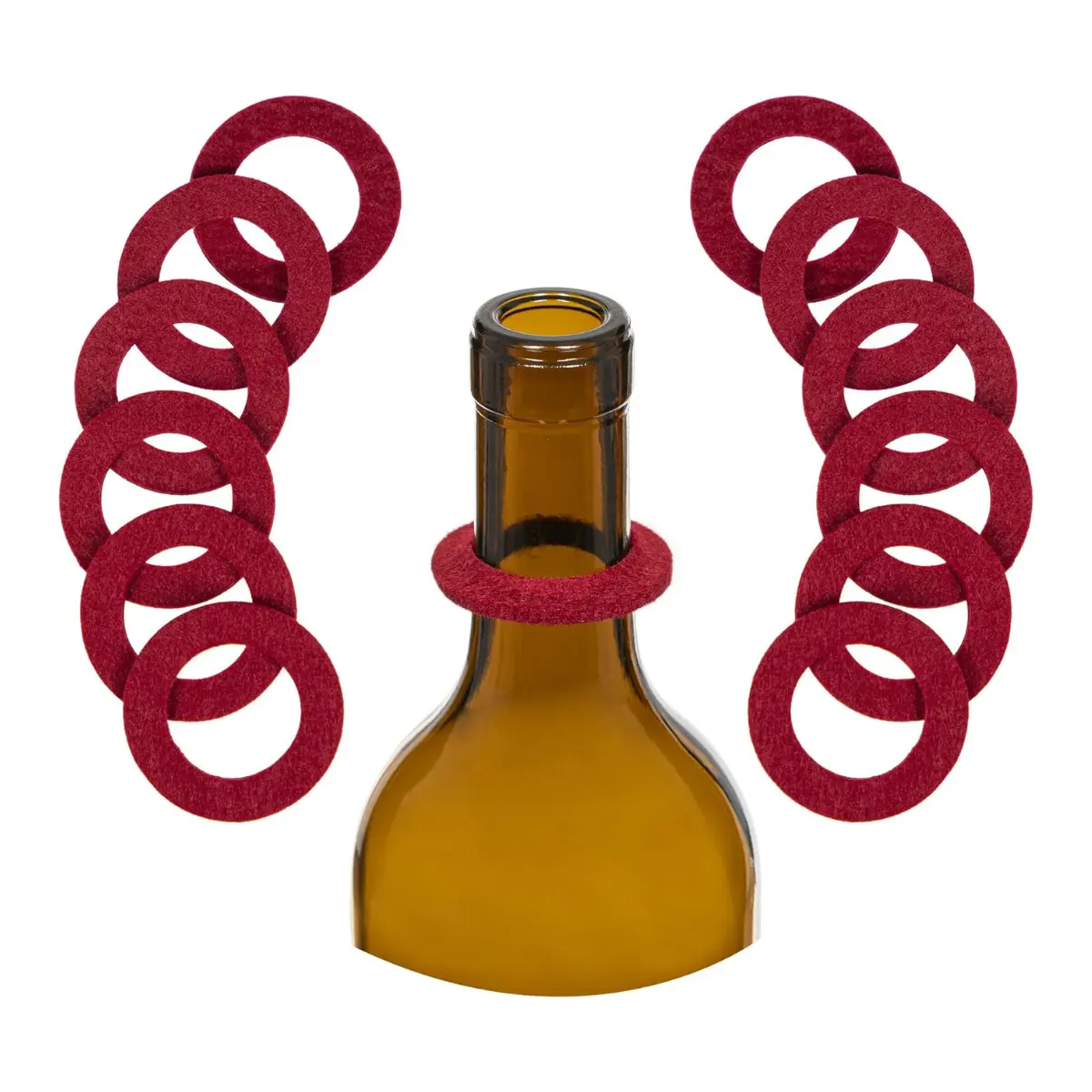 12PCS Felt Bottle Collars, Disposable No Spill Pouring Accessories for Bar & Kitchen