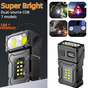 High Brightness LED Flashlight, Adjustable Illumination Angle, USB Rechargeable, & Blue Strobe, Night Lighting, Fishing Torch, Holiday Gift