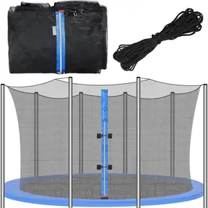 Trampoline Net Replacement Trampoline Safety Round Frame Enclosure Weather Resistant Breathable Net with Double Headed Zippers