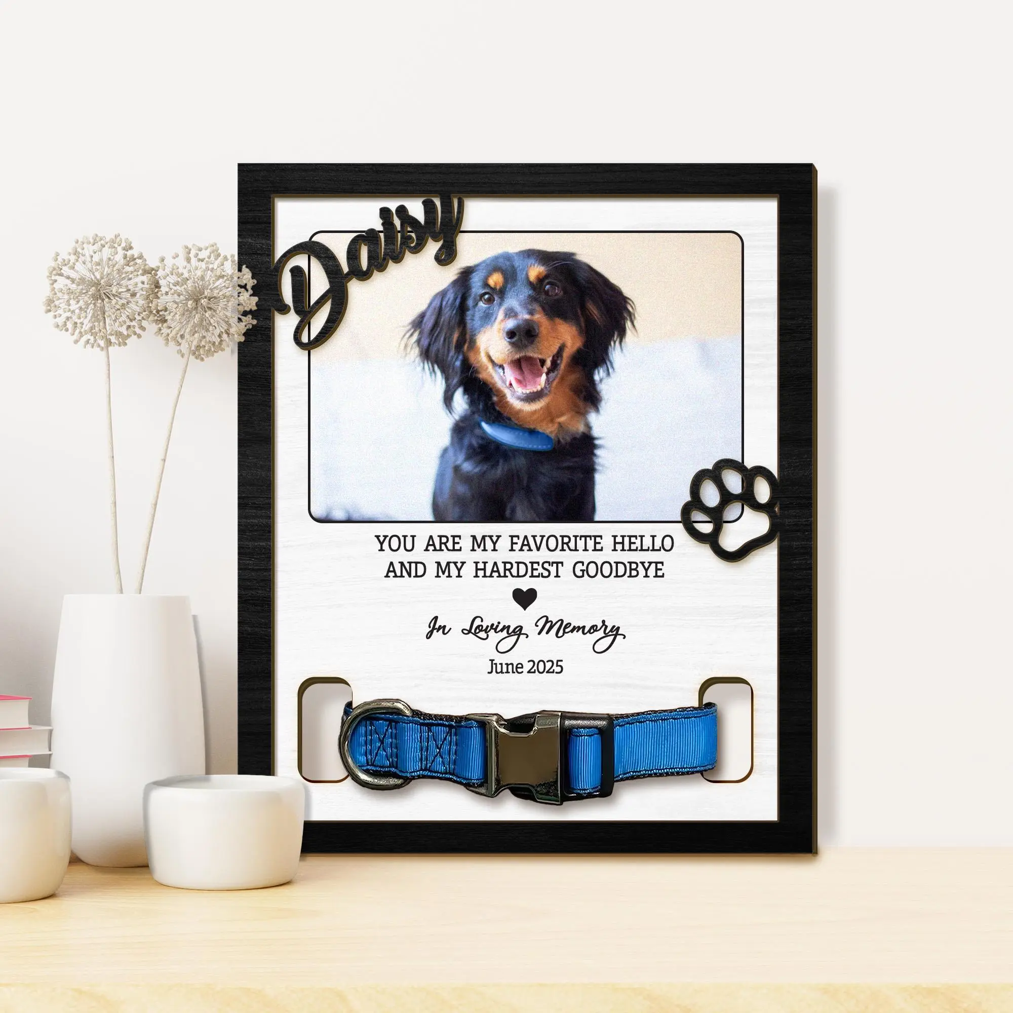 ersonalized Pet Memorial Wood Frame With Collar Holder Plaque And Sign, Custom Dog Loss Gift Plaque And Sign, Wooden Pet Sympathy Sign Plaque And Sign, Cat Dog Memorial Gift Plaque And Sign, Pet Keepsake