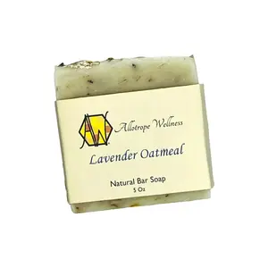 Lavender Oatmeal Soap - Handcrafted Natural Vegan Bar Soap with Oatmeal & Lavender Flowers  Soothing Cleansing Body Care