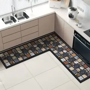 Kitchen L-shaped large size floor mat diatom mud printing non-slip restaurant mat bathroom mat door corner mat