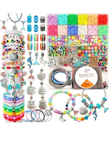 Colorful Beads Kit, DIY Jewelry Making Kit, Including Plain & Cartoon Face Beads, Unicorn Pendant, Elastic Thread, Lobster Clasp, Jump Rings, DIY Jewelry Making Accessories, Diy Mix Beads