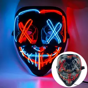Poptrend Halloween mask LED Light up Mask Scary mask for Festival cosplay Halloween Costume Masquerade Parties, carnival, one count