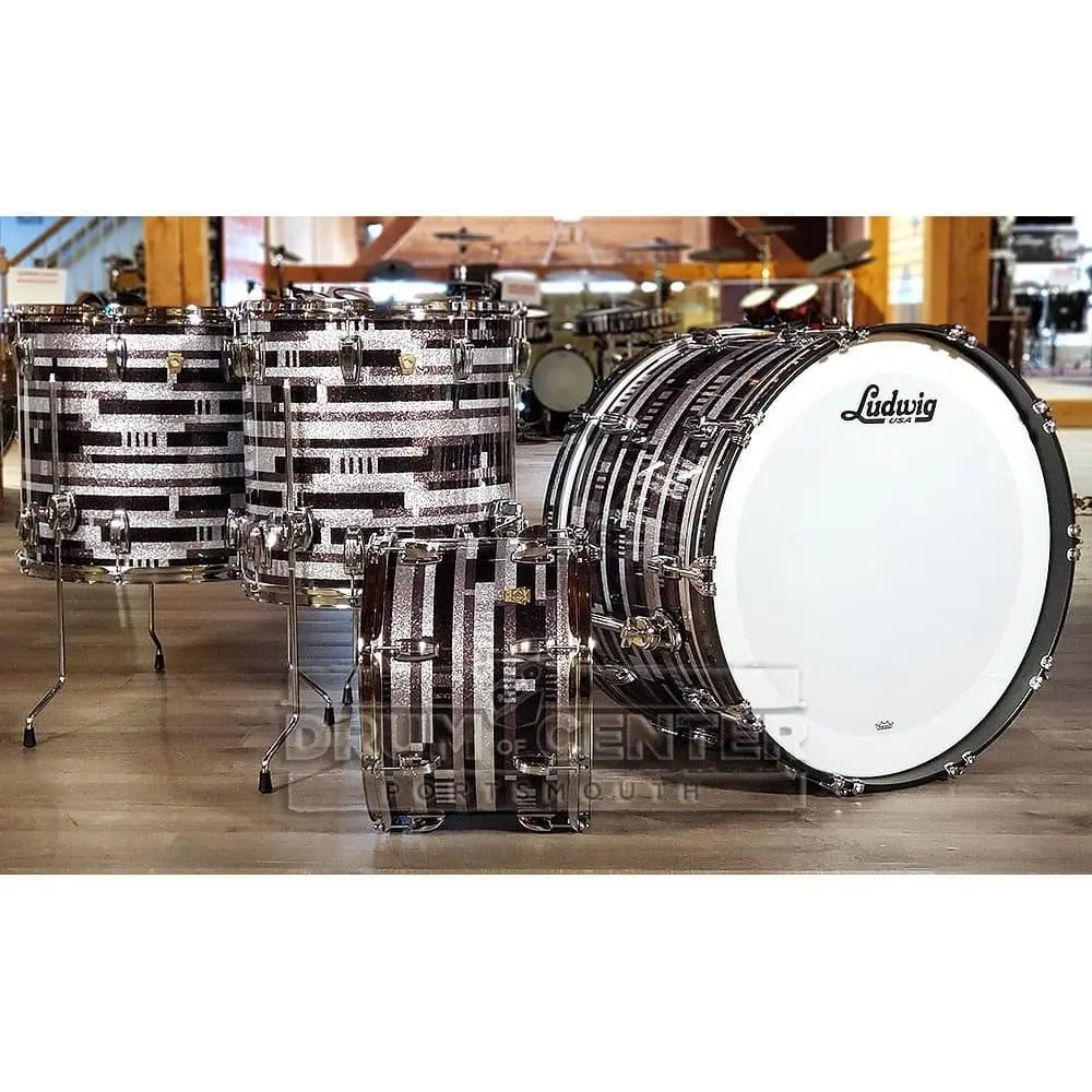 Ludwig Classic Maple 4pc 24/14/16/18 Drum Set Digital Black Sparkle