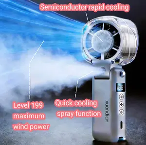 Portable fan Handheld High Speed Fan Semiconductor cooling, ice application function, spray function, accelerated cooling Adjustable Levels Foldable for Summer  Travel Vacation Essentials& Outdoor Activities  cool fan