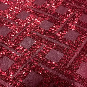 Glam Geometric Sequin Embroidery Fabric by the Yd, 50" Wide Polyester Mesh for Dancewear, Clubwear, Costumes and Holidays, Mesh Base
