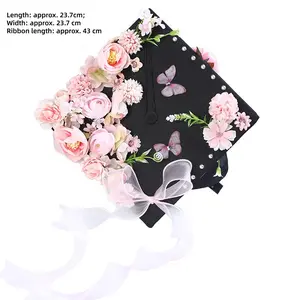 2026 Graduation Bachelor Cap Flower Hairpin DIY Material Kit Master Grad Cap Decor Finished Ornaments for Outdoor Grad Event Campus Celebration