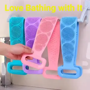 Silicone Bath Scrubbing Towel for Men and Women, Powerful Back Exfoliating Tool, Long Strip for Dead Skin Removal, Pain-Free Shower Use