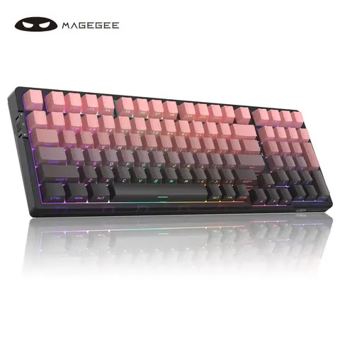 MageGee Light100 Wireless Durable Keyboard - 96% Layout Gasket Hot Swappable RGB Rechargeable Backlight Gaming Keyboard, Creamy Sound, 3 Connection Methods, Colorful Design, Anti Ghosting, 8000mAh Battery, PBT Keycaps, for Win/Mac Work PCs, LED Light