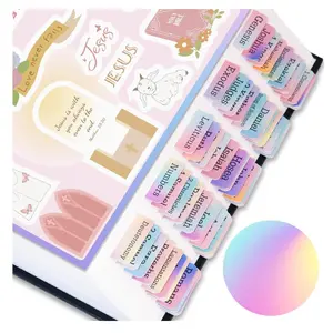 Bible Tabs with Unique Stickers, Bible Tabs for Women, Laminated Bible Tabs, Christian Gifts, Large Print Bible Tabs for Easy Navigation, Bible Book Index Tabs Labels, Bible Study Supplies (Rainbow)