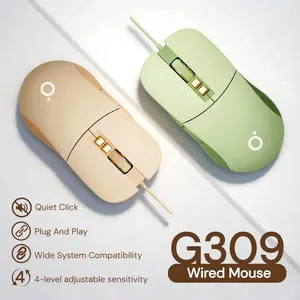Aesthetic Silent Wired Mouse  Sage Green Gaming Mouse | 4 DPI Levels | Plug & Play for Laptop, Mac, PC  Quiet Click Office Essential