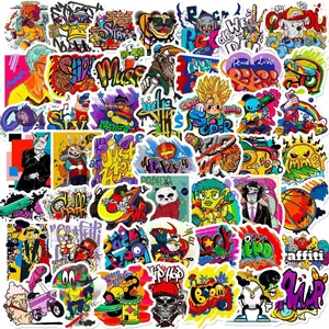 50 pieces of cool graffiti stickers, hip-hop psychedelic Cellphone stickers for decorating notebooks, phone cases, and bicycles