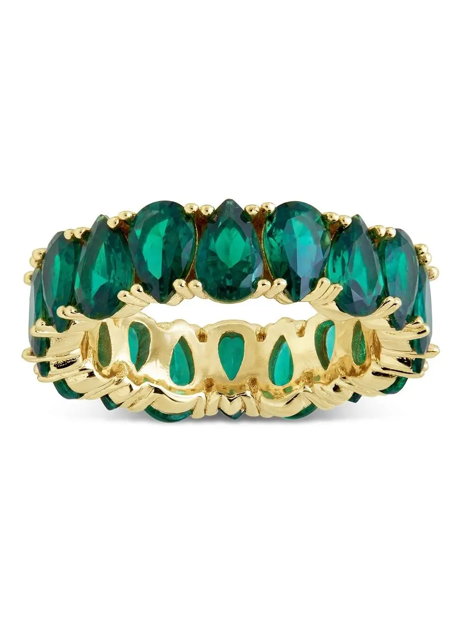 Sterling Silver Janis Emerald CZ Eternity Band Ring