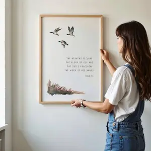 Duck bible verse print, land nursery art, Little boy bedroom, Baby shower gift, Mallard hunting, Minimalist, Christian, Poster No
