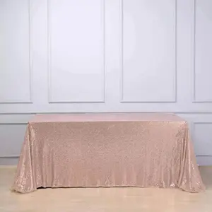 Sequin Rectangle Tablecloth 90"x132" Rose Gold - Seamless Glittering Finish Table Cover