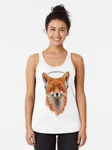 Smiling Musical Fox Racerback Tank Top
