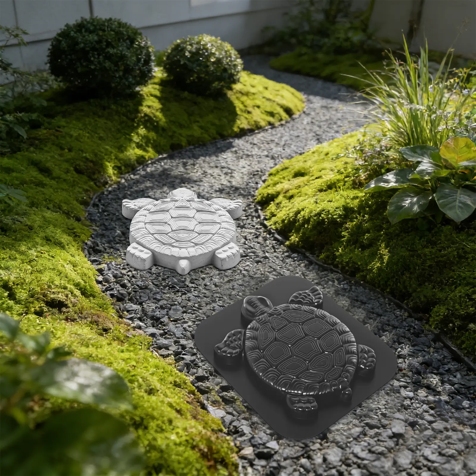Paving Mold 44x38cm, ABS Concrete Casting Mold for Walkway Path Patio, Turtle Shape Stepping Stone Maker, Black
