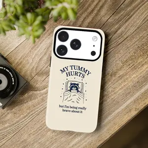“Literally Me!” 🦝 Funny Raccoon Meme Case for iPhone 17 Pro Max, “My Tummy Hurts” Relatable Quote Cover, Viral TikTok Humor Case — 975