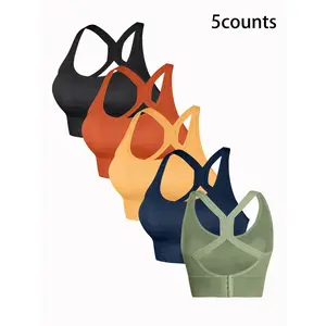 5 Pack Women's Seamless Sports Bras with Open Back Design, Backless Sports Bra, Medium Support Yoga Tops for Gym and Fitness, Stylish Activewear for an Active Lifestyle