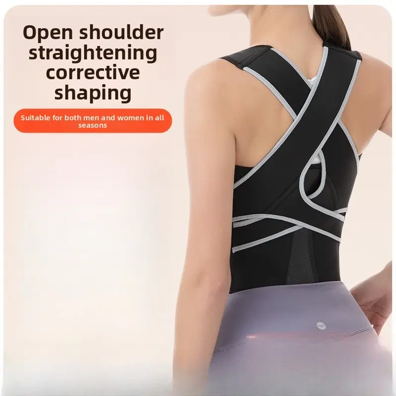 Open Shoulder Straightening Corrective Shaping Belt for Men & Women - Adjustable Straps, Breathable Material, Ergonomic Design for Posture Improvement & Comfort - Healthcare Support Tool Brace Black