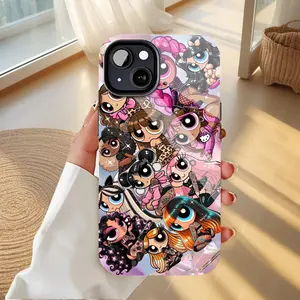 Powerpuff Girls Vibrant Cartoon Character Print Mobile iPhone Case for iPhone 17 - Shockproof Double - Layer PBT+TPU Protective Cover, Fits iPhone 17/16/15/14/13/12/11 Pro Max/Plus Durable Protection